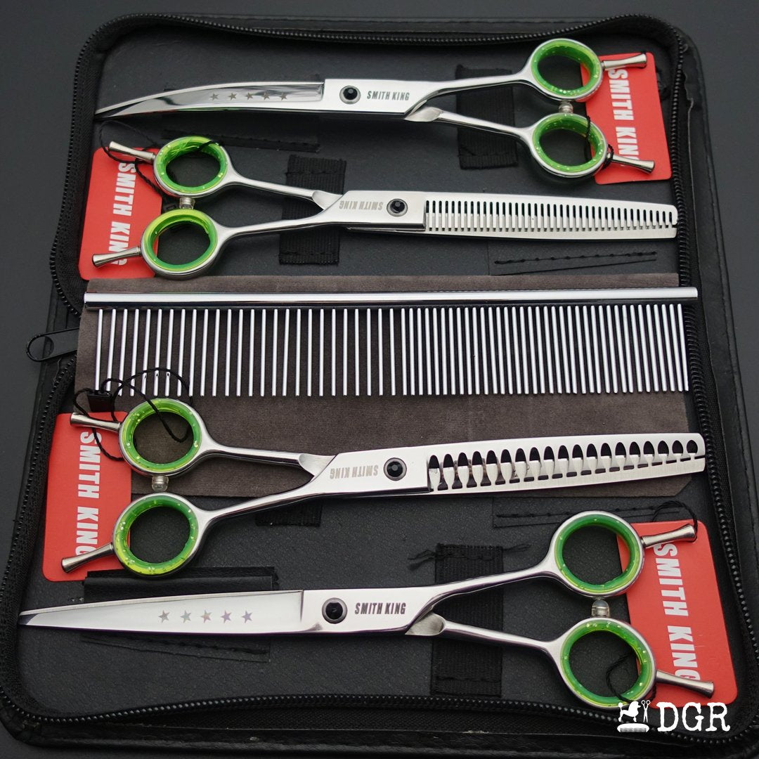 7“ Pro. PET GROOMING Shears 4Pcs-Comb-Silver(USA Stock Available)