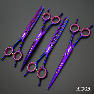 7“ Pro. PET GROOMING Shears 4Pcs-Violet(USA Stock Available)