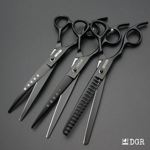 7" left-handed Pro. Pet Grooming Shears 3Pcs Set -Black-Comb