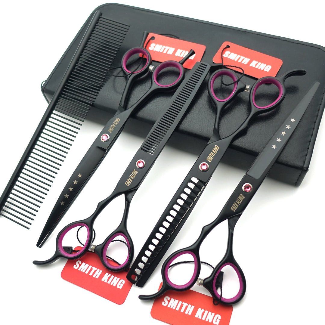 7“ Pro. PET GROOMING Shears 4Pcs set-Black-comb-USA warehouse available