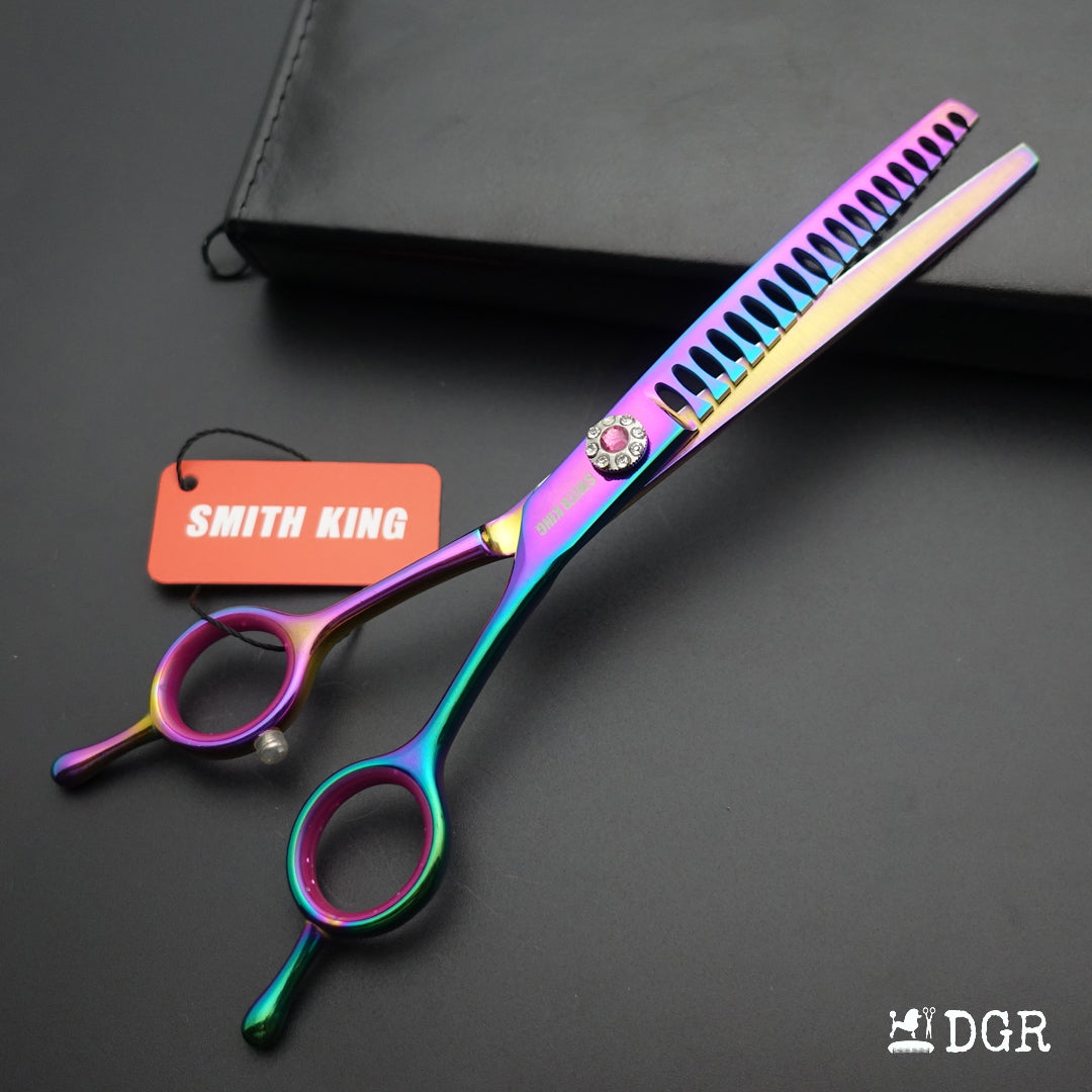 7" Professional Pet Grooming curved chunkers-Rainbow