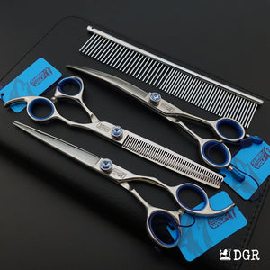 7" Professional Pet Grooming Shears 3Pcs Set -Silver