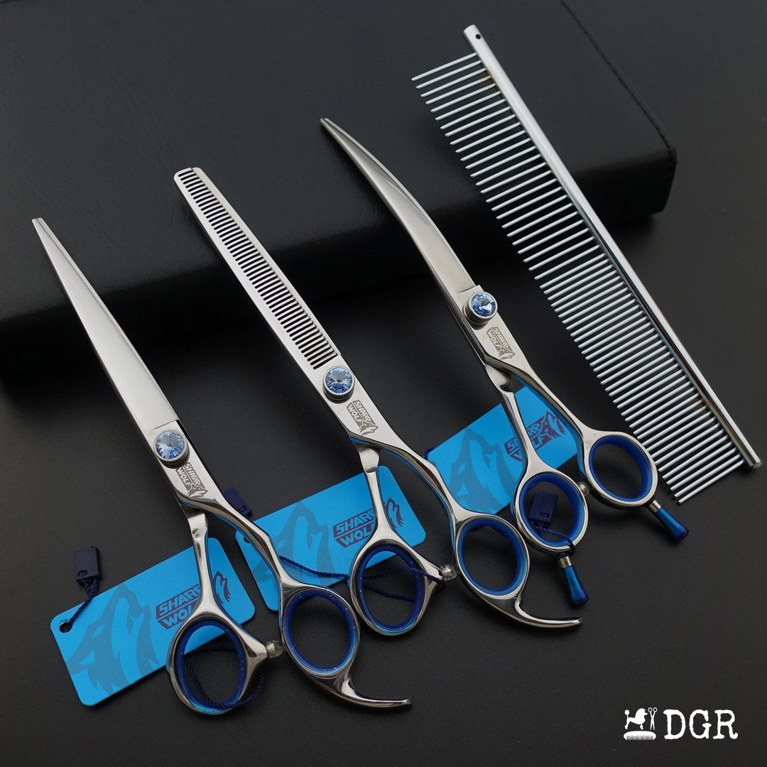 7" Professional Pet Grooming Shears 3Pcs Set -Silver