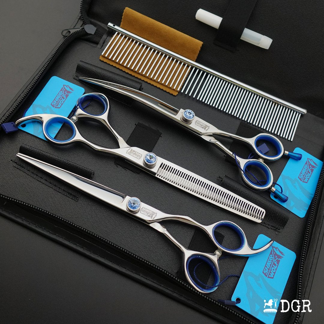 7" Professional Pet Grooming Shears 3Pcs Set -Silver