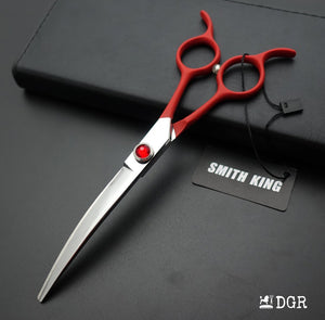 6.5" Professional Pet Grooming Curved Scissors (Red)