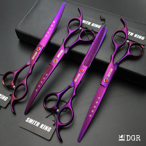 7" Professional Pet Grooming Shears Set -4 Pcs - Violet-USA warehouse available