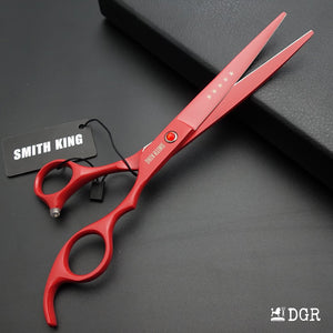 7" Professional Pet Grooming Shears Set (4 Pcs - Red)