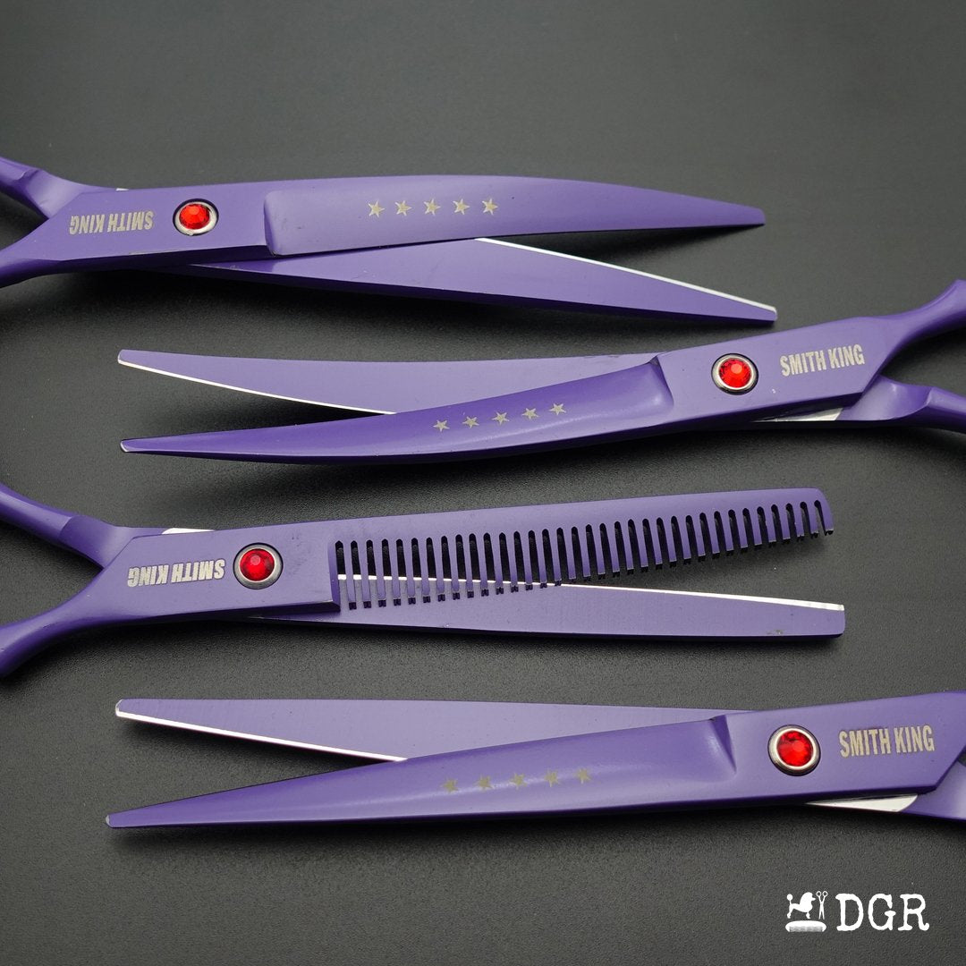 7" Professional Pet Grooming Shears Set (4 pcs - Purple)