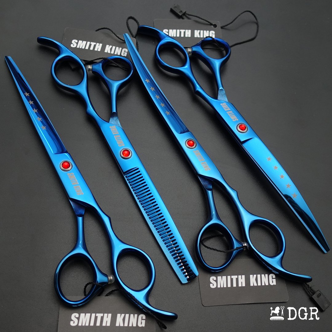 7" Professional Pet Grooming Shears Set (4 Pcs - Blue)