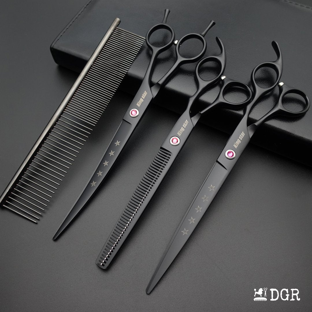 8" Professional Pet Grooming Shears Set-Black-USA warehouse available