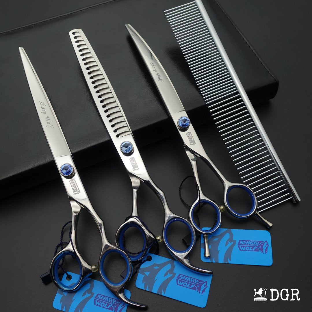 8" Professional Pet Grooming Shears 3Pcs Set -Silver