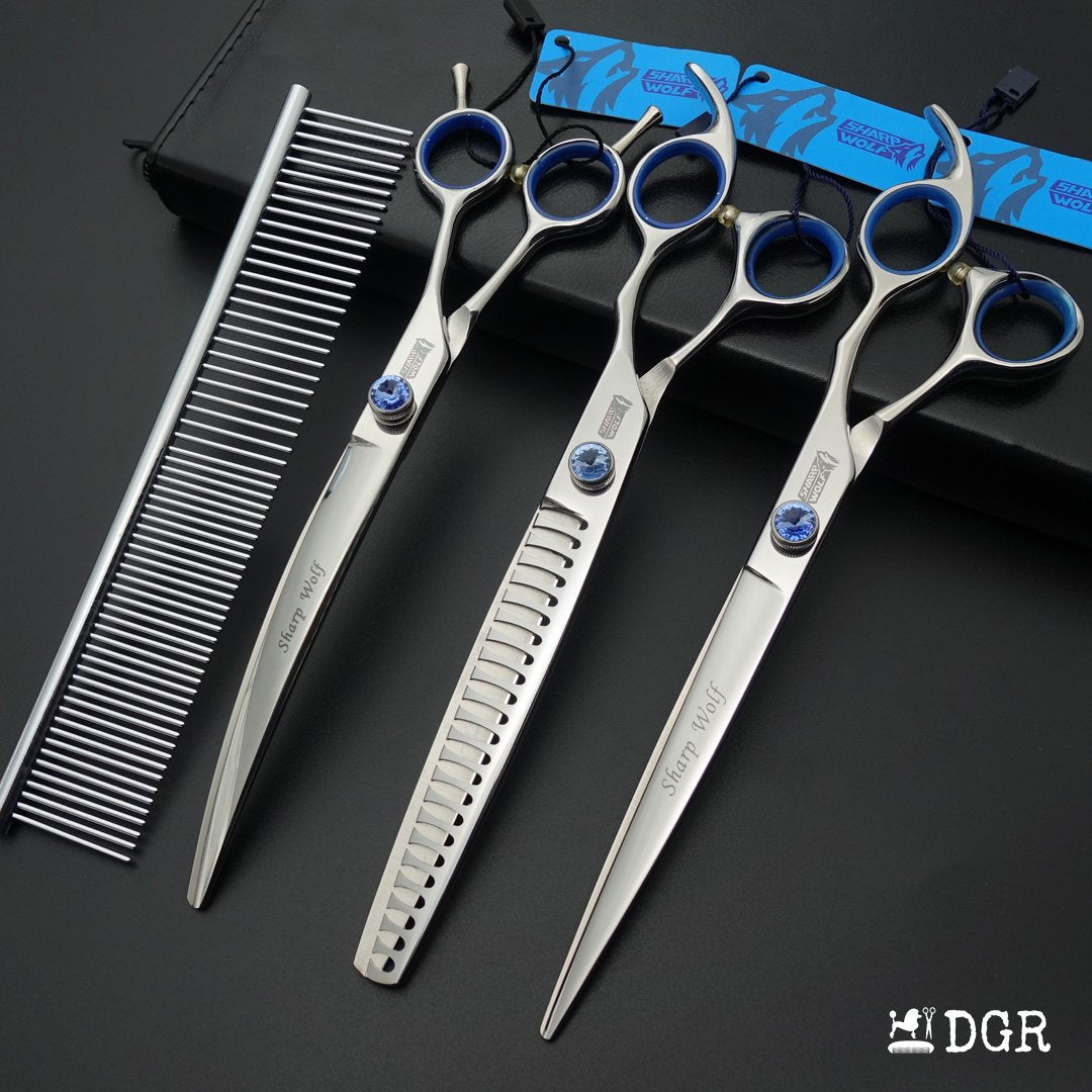 8" Professional Pet Grooming Shears 3Pcs Set -Silver