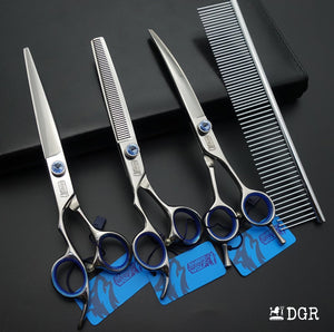 7" left-handed Pro. Pet Grooming Shears 3Pcs Set -Silver