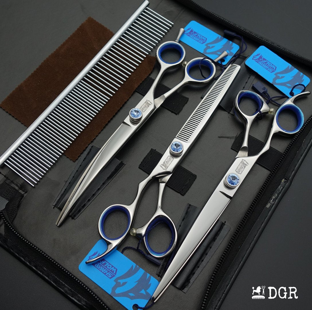 7" left-handed Pro. Pet Grooming Shears 3Pcs Set -Silver