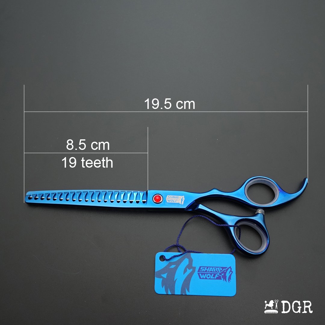 7" Professional Pet Grooming Thinning Scissors (Blue)