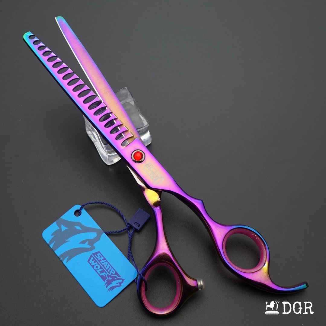 7" Professional Pet Grooming Thinning Scissors (Rainbow)