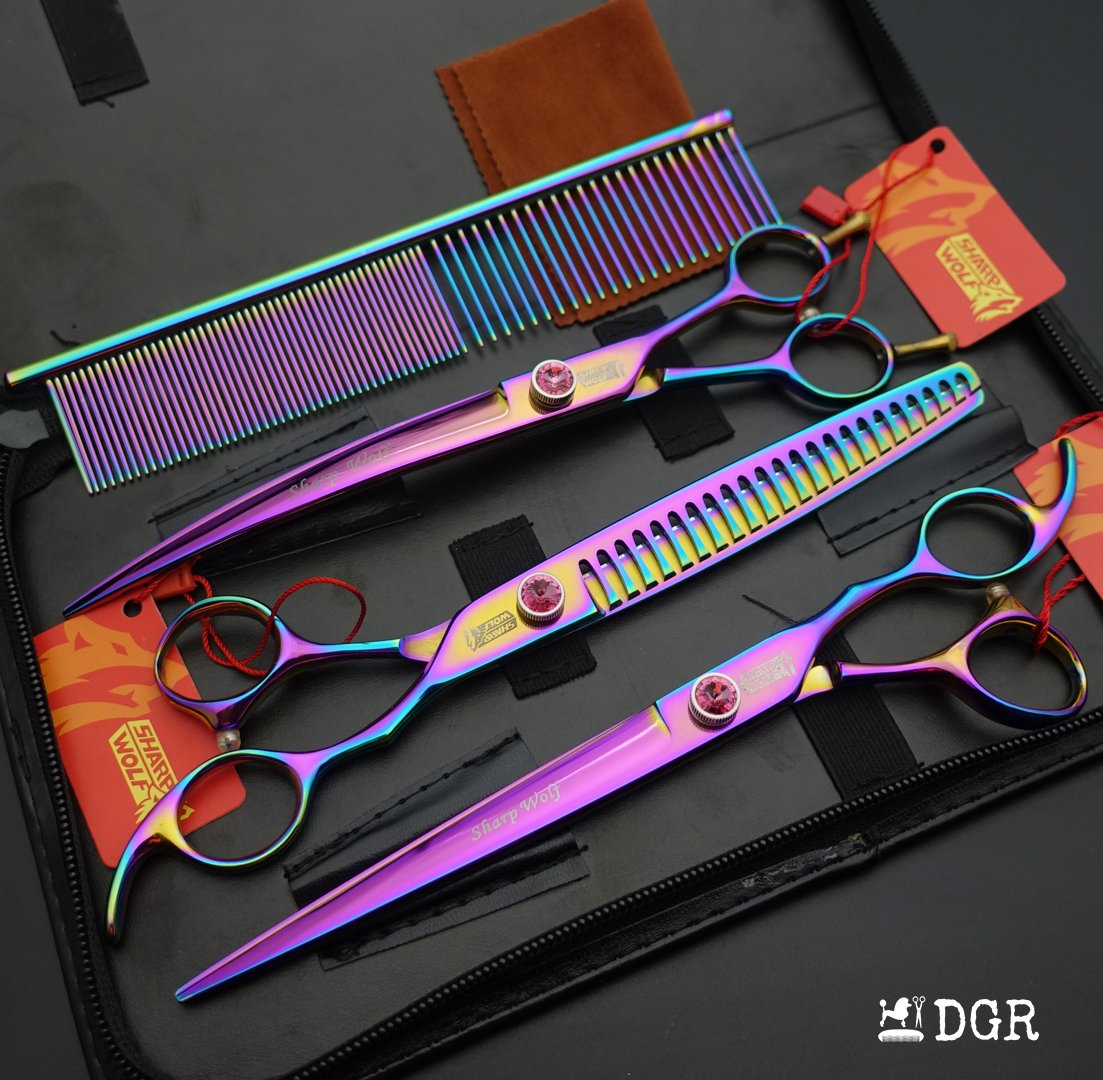 8" Professional Pet Grooming Shears Set -Rainbow