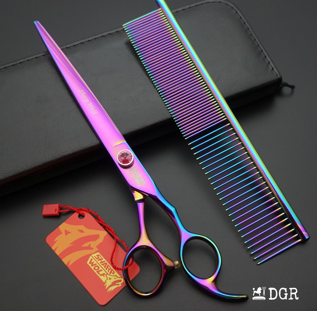 8" Professional Pet Grooming Shears Set -Rainbow