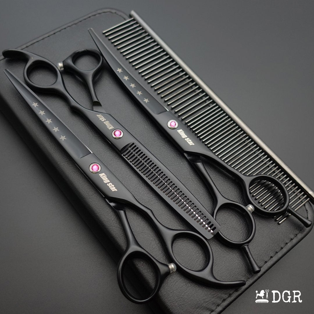 7“  Pro. PET GROOMING Shears 3Pcs set-Black