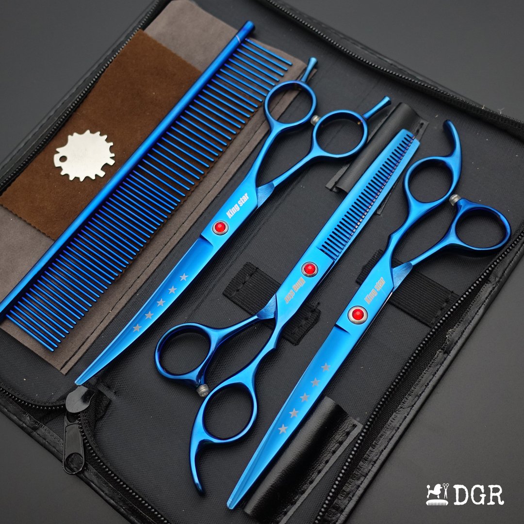 7“  Pro. PET GROOMING Shears 3Pcs set-Blue