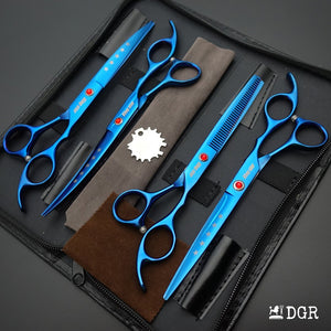 7" Professional Pet Grooming Shears Set - Blue-USA warehouse available