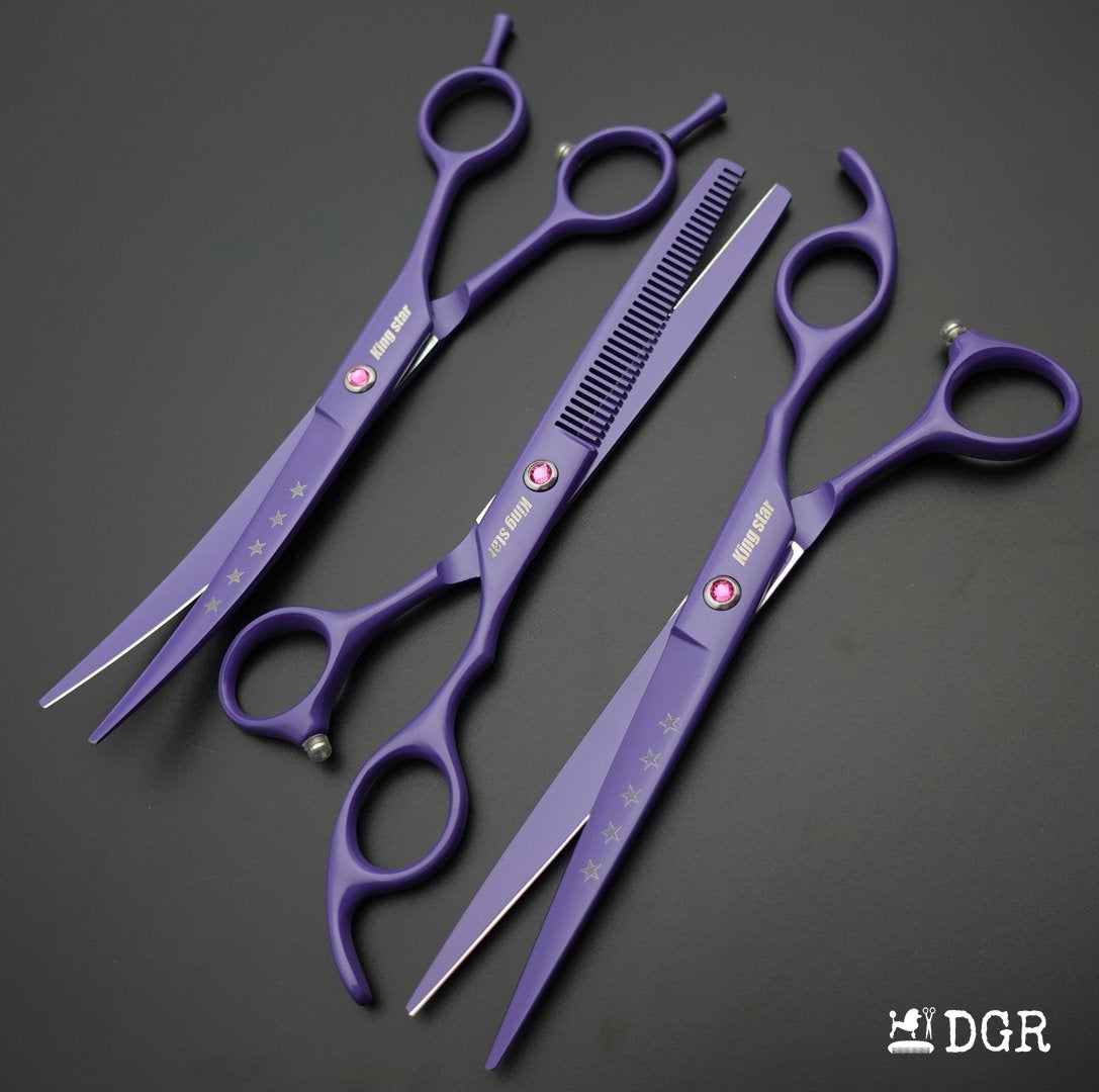 7“  Pro. PET GROOMING Shears 3Pcs set-Purple