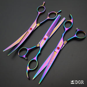 7“  Pro. PET GROOMING Shears 3Pcs set-Rainbow