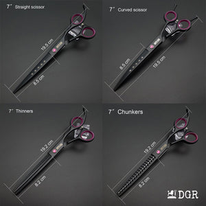 7“ Pro. PET GROOMING Shears 4Pcs set-Black-comb-USA warehouse available