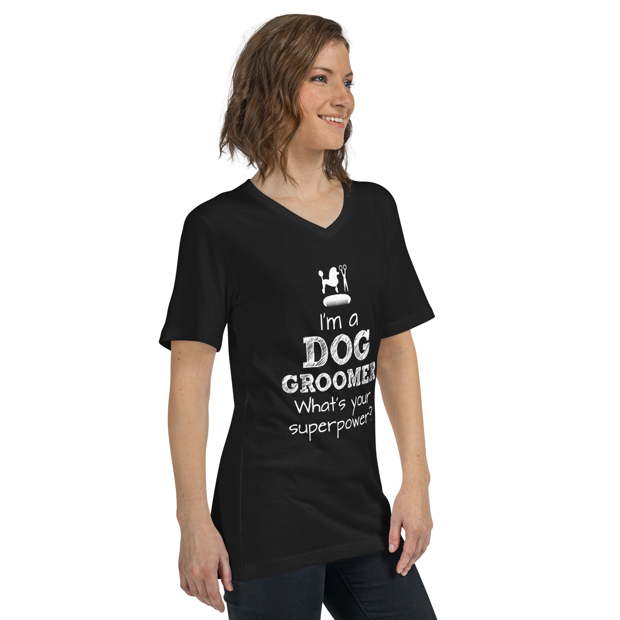 Funny Pet/Dog Groomer Unisex Short Sleeve V-Neck T-Shirt